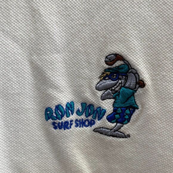 Vintage Ron Jon Surf Shop Outer Banks White Polo Shirt VTG Large - Picture 2 of 4
